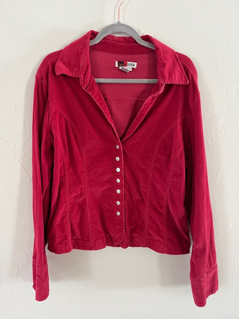 Vintage Pink Corduroy Jacket Size Large 100% Cotton Whimsigoth Fairy Boho
